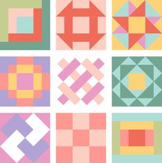 nine squares with different shapes and sizes