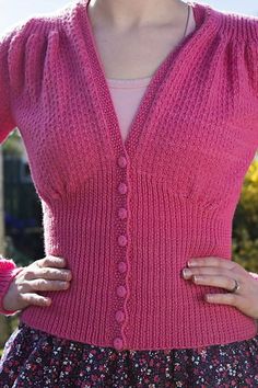 Ravelry: pinkcatflower's First Vintage Knit, in obnoxious pink! Vintage Sweater Pattern, Cardigan Knit, Vintage Knitting Patterns, Sweater Knitting Patterns, Cardigan Pattern, Knit Outfit