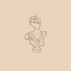 a line drawing of a woman's head and shoulders in an ancient greek dress