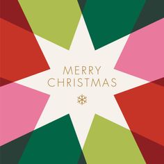 a merry christmas card with colorful geometric shapes