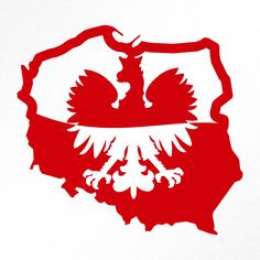 a red and white image of the state of germany with an eagle on it's crest