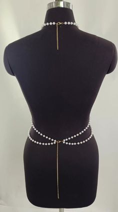 Pearl Body Chain – SaBipr Pearl Backdrop Necklace For Parties, Party Pearl Backdrop Necklace, Elegant Beaded Body Chain For Party, Glamorous Pearl Chain Necklace For Party, Elegant Body Chain For Night Out, Elegant Adjustable Beaded Waist Chain, Elegant Adjustable Pearl Body Chain, Elegant Adjustable Body Chain With Pearl, Gold Pearl Body Chain For Party