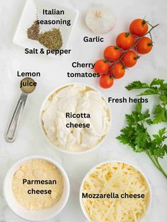 the ingredients to make this recipe include tomatoes, parmesan cheese and seasoning