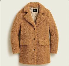 (eBay) NWT J. Crew Women's Teddy Sherpa Jacket Coat - Adobe Clay - Size Medium Jcrew Coat, Sherpa Coat, Cozy Coats, Standing Collar, Sherpa Jacket, Fleece Coat, Jcrew Women, Half Zip Pullover, Field Jacket