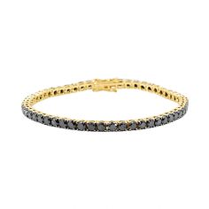 This Gold Black Diamond Tennis Bracelet features black diamond set in 14k Yellow Gold. Measures 7 inch Gold 6.85 grams Black Diamond 7.30 cts Description: Introducing the striking Gold Black Diamond Tennis Bracelet from Monisha Melwani – a bold and sophisticated piece that redefines luxury. This exquisite bracelet features a series of meticulously selected black diamonds, each set in a lustrous gold setting. It's a perfect statement piece that combines the timeless allure of tennis bracelets wit Gold Tennis Bracelet, Diamond Tennis Bracelet, Bracelets Gold Diamond, Virtual Fashion, Black Diamonds, Tennis Bracelet Diamond, Classic Gold, Diamond Set, Tennis Bracelet