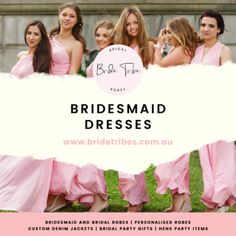 the bridesmaid dresses are all in pink