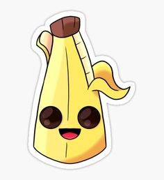 a cartoon banana with eyes sticker