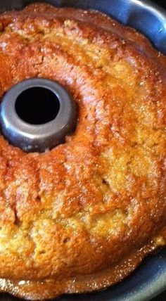 a bundt cake sitting on top of a blue pan