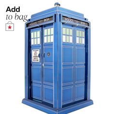 a blue tardish shaped like the doctor who is in front of a white background