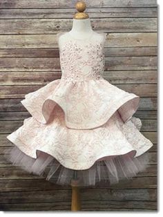 Jacquard Double Layer Skirt with Shimmer & 3D Applique Bodice  Sizes 2-12  Available in Blush and Champagne  Fully lined Girls Couture Dresses, Double Layer Skirt, Athena Dresses, Sparkly Gown, 3d Applique, Wedding Party Flowers, Tea Length Skirt, Layer Skirt, Girls Couture