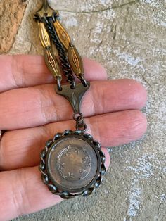 "Unique, rare vintage European gold-plated, copper & black metal watch fob pendant necklace with horse jockey charm. This fob is old stock and was never used. It has lots of beautiful detail, which includes gold-plated decorative links, black links & chain. The beautiful copper charm features a black twist metal frame with an image of a jockey jumping his horse over a fence. The fob is reversible and has a wreath design on the reverse side. I added a vintage, etched brass link chain whic Horse Jockey, Metal Watch, Twisted Metal, Vintage European, Floral Pendant, Vintage Horse, Leather Cuffs Bracelet, European Vintage, Necklace Black