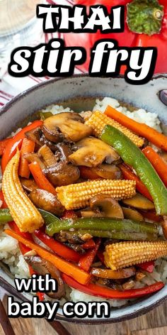 the cover of thai stir fry with baby corn