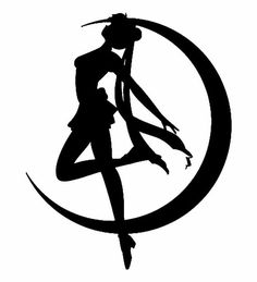 the silhouette of a woman dancing in front of a circular logo with her legs spread out