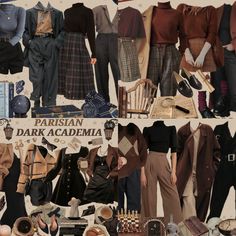 Acedima Outfits, Parisian Dark Academia, Acedima Aesthetic Outfits, Chaotic Academia Aesthetic Outfit, Chaotic Academia Outfits, Anthropology Aesthetic, Different Types Of Clothes, Hufflepuff Outfit, Types Of Clothes