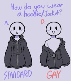 an image of two people wearing hoodies with the words, how do you wear a hoodie / jacket?