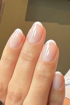 Milky French Manicure Oval, Oval American Manicure, Milky French Manicure Short Nails, French Tip Fingernails, Round French Manicure, 2023 French Manicure, Muted French Manicure, Real Nails Manicure, French Tip Natural