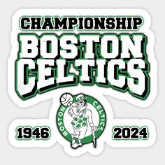 the boston celtic logo is shown in green and white, as well as an image of a basketball player