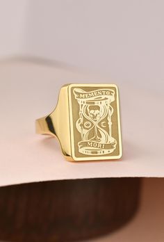 Welcome to LUXJ, Here you will find a beautiful selection of rectangle signet rings with a variety of designs such as our memento mori signet ring. Our team is happy to assist you with any questions you may have and we look forward to creating these special jewelry for you. *The images are taken from us and you will receive your ring as shown* | Information about the ring | - Face Size: 16x12mm - Band width at the bottom: 3mm | Material | - Sterling Silver 925 - Gold Vermail (925 base) - 9K Real The Ring Face, Signet Rings, Special Jewelry, Memento Mori, Beautiful Gift Boxes, Life Is Short, Signet Ring, Dhl Express, Real Gold