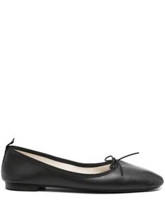 black calf leather grained texture logo pull-tab at the heel bow detailing square toe branded insole low stacked heel rubber outsole Classic Black Slip-on Ballet Flats, Repetto Ballet Flats Black, Black Slip-on Ballet Flats, Black Leather Slip-on Ballet Flats, Black Bow Slip-on Ballet Flats, Black Ballet Flats, Chanel 2, Ballerina Shoes, Iconic Bags