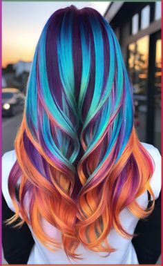 Rainbow Vivid Hair, Prism Hair Color, Crazy Hair Colors, Scarlett Hair, Fuschia Hair, Galaxy Hair Color, Exotic Hair Color, Vibrant Hair Color, Holographic Hair