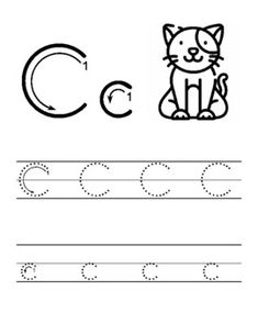 the letter c is for cat worksheet with an image of a cat on it