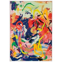 an abstract painting with various colors and shapes