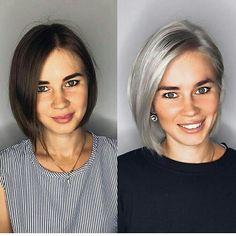 Cor do cabelo fazendo toda a diferença  @hair_style_trends Platinum Hair, Short Straight Hair, Hair Makeover