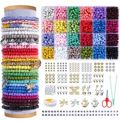 the beading kit is organized and ready to be used for making bracelets or necklaces