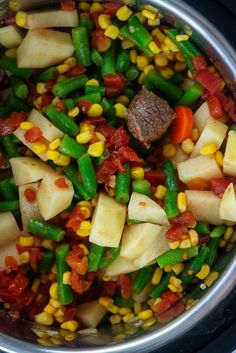 the food is prepared and ready to be cooked in the crockpot or pot