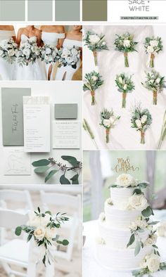 wedding color palettes with white flowers and greenery