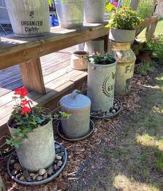 More NEW Galvanized Planters Along The Deck Galvanized Bucket Planters, Double Impatiens, Impatiens Plant, Galvanized Planters, Front Yard Decor, Repurposed Decor