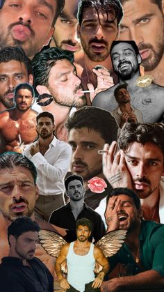 collage of men with different facial expressions