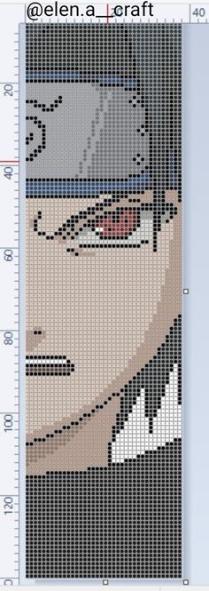 a cross stitch pattern with the face of a man wearing a hat and glasses on it