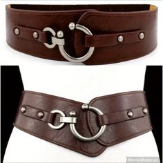 1 Vintage Chic Elastic Waist Belt - Flexible & Durable Pu Leather Belt Color: 1 Coffee With Silver Hardware Elevate Your Style And Make A Statement With This Accessory. This Versatile Belt Is A Medium Size Belt And Is Approximately 31 Inches (Without Any Stretch) In Length And Its Width Is At 2.75 Inches (At The Very Front) And Is 2 Inches All The Way Around. It's: Stylish Vintage Style, 90's/Y2k'ish Adjustable Fashion Accessory For Your Dresses, Coats, Longer Shirts And/Or Sweaters. Questions?