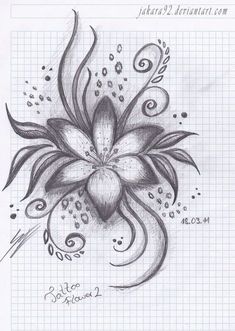 a pencil drawing of a flower on paper