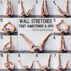 Wall Stretches, دورة شهرية, Tight Hamstrings, Newborn Feeding, Yoga Beginners, Easy Yoga Poses, Yoga Posen