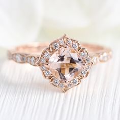 Peach Gemstone Ring, Peach Morganite Engagement Ring, Peach Morganite Ring, Morganite Ring Set, Morganite Diamond Ring, Morganite Engagement Ring Rose Gold, Pink Morganite Ring, Diamond Alternative Engagement Ring, Rose Gold Morganite Ring