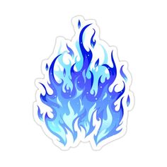 a blue fire sticker on a white background