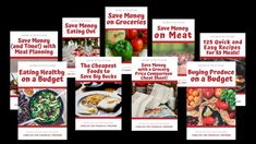 six books on saving money and eating out, including save money on meats or vegetables