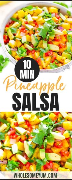 pineapple salsa in a bowl with the title above it