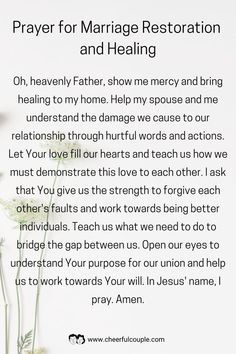 Image of Prayer for Marriage Restoration and Healing Prayers For Marriage, Best Prayers, Healing Marriage, Couples Prayer, Marriage Scripture