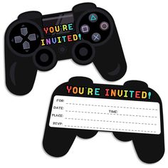 two video game controllers with the words you're inutited on them