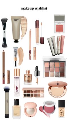 Designer Makeup Products Aesthetic, Designer Makeup Bag Aesthetic, Vanilla Girl Makeup Products, Luxury Makeup Products Aesthetic, Aesthetic Makeup Brush Set, Simple Makeup Tips, Makeup Package