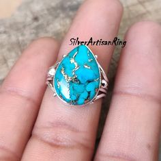 Oyster Copper Turquoise Ring 925 Silver Handmade Ring Mohave Turquoise Women Gift Ring Turquoise Ring Everyday Ring Gift Item - Etsy Ring Everyday, Everyday Ring, Blue Ring, Ring Turquoise, Copper Turquoise, Everyday Rings, Turquoise Rings, Gift Ring, Blue Rings