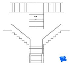 a drawing of a stair case with the top and bottom steps drawn up to it