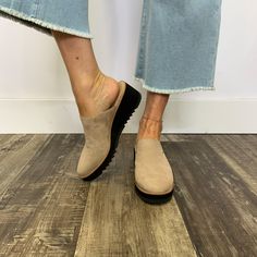 Elegant and comfortable, this graceful clog effortlessly combines style and practicality with its smooth suede exterior and lugged sole for confident stepping. Suede Item# LOTI-TN Interesting Shoes, Suede Clogs, Shoe Boutique, 2024 Fashion, Barley, Fall Wardrobe, Eileen Fisher, Gift Item, Shopping Cart