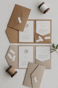 the wedding stationery is laid out and ready to be put into their guests'bags