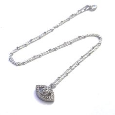 This is a diamond Evil Eye Pendant with a Sterling silver chain necklace. The measurements of the chain is 17" long and the length of the pendent is .50''x50''. A great sturdy chain that looks perfect with the pendant. A great gift for yourself or someone special in your life. We try our best to take the best pictures and measures as possible. Please note that all measures are approximate. ► Hidden Jewel has competitive pricing on all our products! As a direct buyer of metal stones and crystal f Silver Pendant Necklace With Diamond Eyes, Evil Eye Diamond Pendant, Diamond Evil Eye, Best Pictures, Sterling Silver Chain Necklace, Eye Pendant, Evil Eye Pendant, Silver Chain Necklace, Sterling Silver Chain