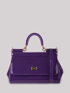 100% Calf leather Luxury Purple Satchel, Classic Purple Evening Bag, Luxury Purple Evening Satchel, Classic Purple Formal Shoulder Bag, Classic Formal Purple Shoulder Bag, Classic Purple Shoulder Bag, Elegant Purple Top Handle Satchel, Luxury Purple Satchel With Gold-tone Hardware, Luxury Purple Formal Bag