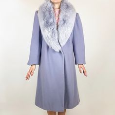 Vintage 60s Pastel Purple Genuine Fur Coat So Soft And Warm! Tag States “Marvin Richards, 14, 100% Lambs Wool, Lining: 100% Satin Acetate” Model Wears A Size Small Top And Medium Bottom, 5’3, 26” Waist And 32b Bust. This Was Big On Me. I Rolled The Sleeves About 2” In These Photos. Check The Measurements Below To Ensure A Proper Fit! Condition: Slight White Stain On Front, Similar Color Stain By Fur, Stain On Inside Lining, Small Hole On Back. Measurements: Length: 43.5” Armpit To Armpit: 21.5 S Vintage Wool Coat For Work, Retro Tailored Winter Outerwear, Classic Fitted Wool Coat For Evening, Retro Formal Winter Outerwear, White Stain, Pastel Purple, Vintage 60s, Small Tops, Fur Coat